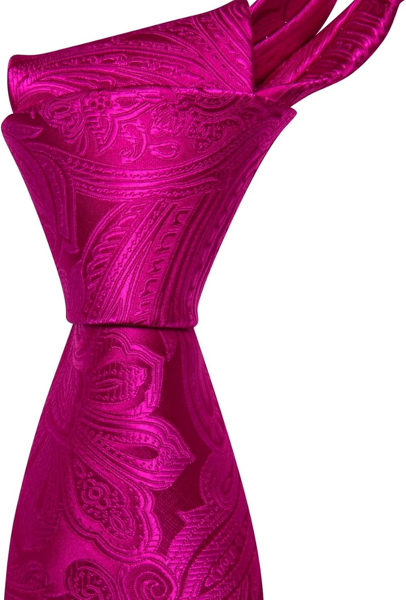 Barry.Wang Store Men Ties Paisley Woven Silk Necktie Set with Pocket Suqare Cufflinks Formal - Image 4
